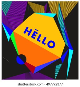 Trendy geometric elements memphis greeting cards design. Retro style texture, pattern and elements. Modern abstract design poster and cover template