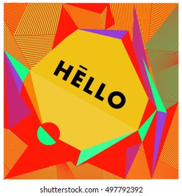Trendy geometric elements memphis greeting cards design. Retro style texture, pattern and elements. Modern abstract design poster and cover template