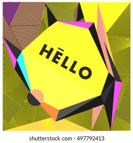 Trendy geometric elements memphis greeting cards design. Retro style texture, pattern and elements. Modern abstract design poster and cover template