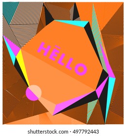 Trendy geometric elements memphis greeting cards design. Retro style texture, pattern and elements. Modern abstract design poster and cover template