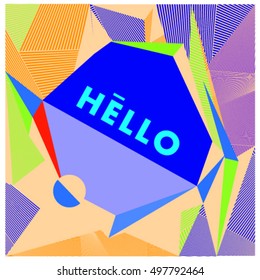 Trendy geometric elements memphis greeting cards design. Retro style texture, pattern and elements. Modern abstract design poster and cover template