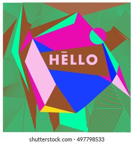 Trendy geometric elements memphis greeting cards design. Retro style texture, pattern and elements. Modern abstract design poster and cover template