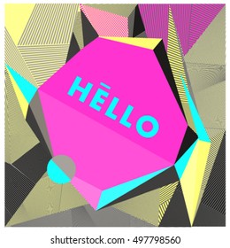 Trendy geometric elements memphis greeting cards design. Retro style texture, pattern and elements. Modern abstract design poster and cover template