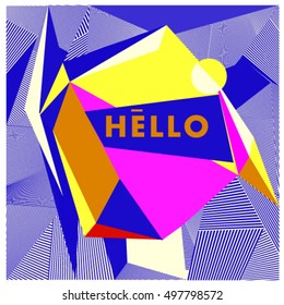 Trendy geometric elements memphis greeting cards design. Retro style texture, pattern and elements. Modern abstract design poster and cover template