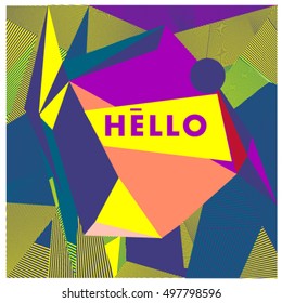 Trendy geometric elements memphis greeting cards design. Retro style texture, pattern and elements. Modern abstract design poster and cover template