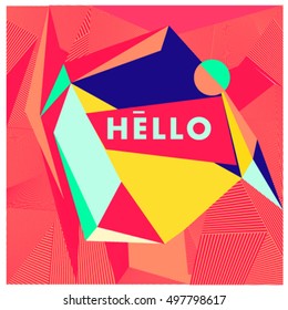 Trendy geometric elements memphis greeting cards design. Retro style texture, pattern and elements. Modern abstract design poster and cover template
