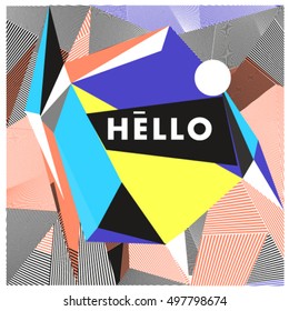 Trendy geometric elements memphis greeting cards design. Retro style texture, pattern and elements. Modern abstract design poster and cover template