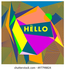 Trendy geometric elements memphis greeting cards design. Retro style texture, pattern and elements. Modern abstract design poster and cover template