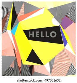 Trendy geometric elements memphis greeting cards design. Retro style texture, pattern and elements. Modern abstract design poster and cover template