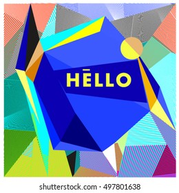 Trendy geometric elements memphis greeting cards design. Retro style texture, pattern and elements. Modern abstract design poster and cover template