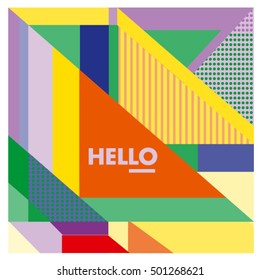 Trendy geometric elements memphis greeting cards design. Retro style texture, pattern and elements. Modern abstract design poster and cover template