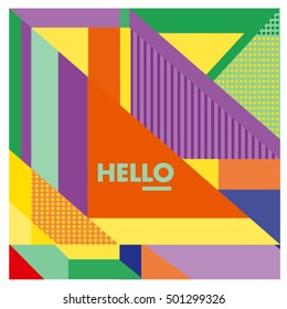 Trendy geometric elements memphis greeting cards design. Retro style texture, pattern and elements. Modern abstract design poster and cover template