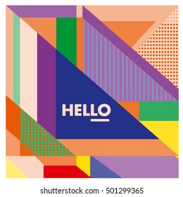 Trendy geometric elements memphis greeting cards design. Retro style texture, pattern and elements. Modern abstract design poster and cover template