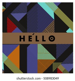 Trendy geometric elements memphis greeting cards design. Retro style texture, pattern and elements. Modern abstract design poster and cover template