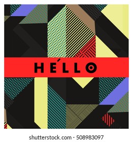 Trendy geometric elements memphis greeting cards design. Retro style texture, pattern and elements. Modern abstract design poster and cover template