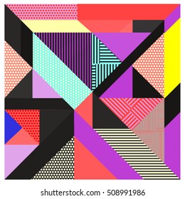 Los elementos geométricos de moda hacen hincapié en el diseño de las tarjetas de felicitación. Textura, patrón y elementos de estilo retro. Diseño abstracto moderno de carteles y plantillas de portada