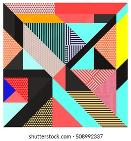 Los elementos geométricos de moda hacen hincapié en el diseño de las tarjetas de felicitación. Textura, patrón y elementos de estilo retro. Diseño abstracto moderno de carteles y plantillas de portada