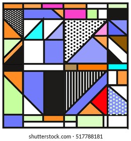 Trendy geometric elements memphis greeting cards design. Retro style texture, pattern and elements. Modern abstract design poster and cover template