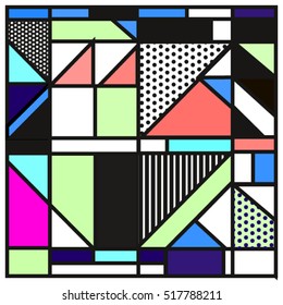 Trendy geometric elements memphis greeting cards design. Retro style texture, pattern and elements. Modern abstract design poster and cover template