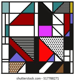 Trendy geometric elements memphis greeting cards design. Retro style texture, pattern and elements. Modern abstract design poster and cover template