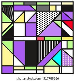 Trendy geometric elements memphis greeting cards design. Retro style texture, pattern and elements. Modern abstract design poster and cover template