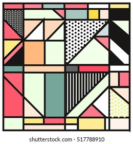 Trendy geometric elements memphis greeting cards design. Retro style texture, pattern and elements. Modern abstract design poster and cover template