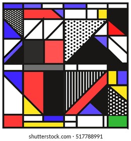 Trendy geometric elements memphis greeting cards design. Retro style texture, pattern and elements. Modern abstract design poster and cover template