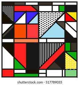 Trendy geometric elements memphis greeting cards design. Retro style texture, pattern and elements. Modern abstract design poster and cover template