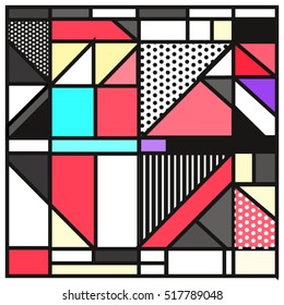 Trendy geometric elements memphis greeting cards design. Retro style texture, pattern and elements. Modern abstract design poster and cover template