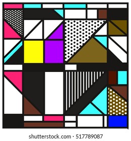 Trendy geometric elements memphis greeting cards design. Retro style texture, pattern and elements. Modern abstract design poster and cover template