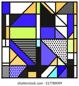 Trendy geometric elements memphis greeting cards design. Retro style texture, pattern and elements. Modern abstract design poster and cover template