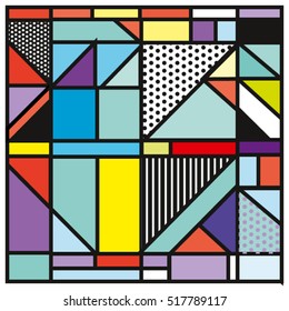Trendy geometric elements memphis greeting cards design. Retro style texture, pattern and elements. Modern abstract design poster and cover template