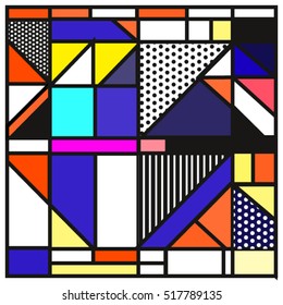 Trendy geometric elements memphis greeting cards design. Retro style texture, pattern and elements. Modern abstract design poster and cover template