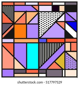 Trendy geometric elements memphis greeting cards design. Retro style texture, pattern and elements. Modern abstract design poster and cover template