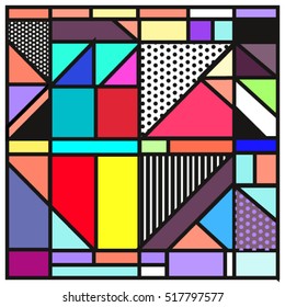 Trendy geometric elements memphis greeting cards design. Retro style texture, pattern and elements. Modern abstract design poster and cover template