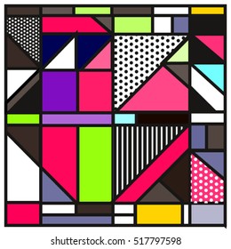 Trendy geometric elements memphis greeting cards design. Retro style texture, pattern and elements. Modern abstract design poster and cover template