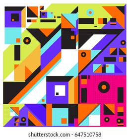 Trendy geometric elements memphis greeting cards design. Retro style texture, pattern and elements. Modern abstract design poster and cover template