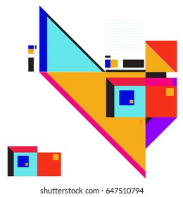 Trendy geometric elements memphis greeting cards design. Retro style texture, pattern and elements. Modern abstract design poster and cover template