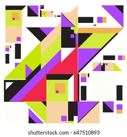 Trendy geometric elements memphis greeting cards design. Retro style texture, pattern and elements. Modern abstract design poster and cover template