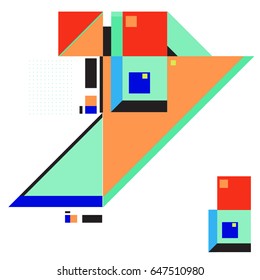 Trendy geometric elements memphis greeting cards design. Retro style texture, pattern and elements. Modern abstract design poster and cover template