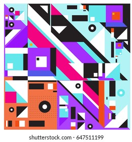Trendy geometric elements memphis greeting cards design. Retro style texture, pattern and elements. Modern abstract design poster and cover template