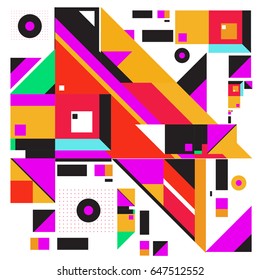 Trendy geometric elements memphis greeting cards design. Retro style texture, pattern and elements. Modern abstract design poster and cover template