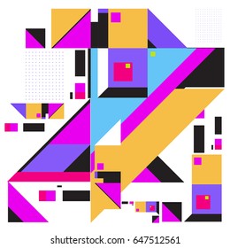 Trendy geometric elements memphis greeting cards design. Retro style texture, pattern and elements. Modern abstract design poster and cover template
