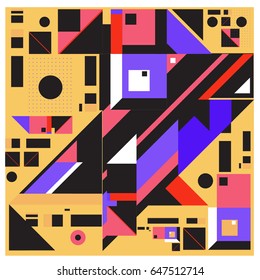 Trendy geometric elements memphis greeting cards design. Retro style texture, pattern and elements. Modern abstract design poster and cover template
