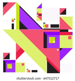 Trendy geometric elements memphis greeting cards design. Retro style texture, pattern and elements. Modern abstract design poster and cover template