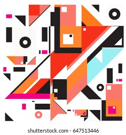 Trendy geometric elements memphis greeting cards design. Retro style texture, pattern and elements. Modern abstract design poster and cover template