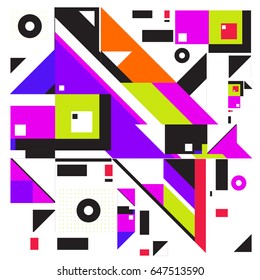Trendy geometric elements memphis greeting cards design. Retro style texture, pattern and elements. Modern abstract design poster and cover template