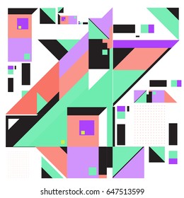 Trendy geometric elements memphis greeting cards design. Retro style texture, pattern and elements. Modern abstract design poster and cover template