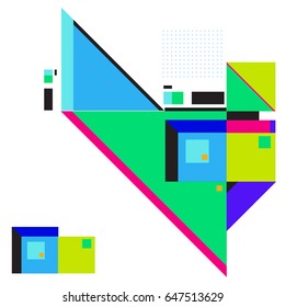 Trendy geometric elements memphis greeting cards design. Retro style texture, pattern and elements. Modern abstract design poster and cover template