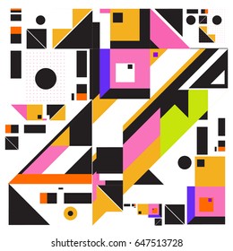 Trendy geometric elements memphis greeting cards design. Retro style texture, pattern and elements. Modern abstract design poster and cover template